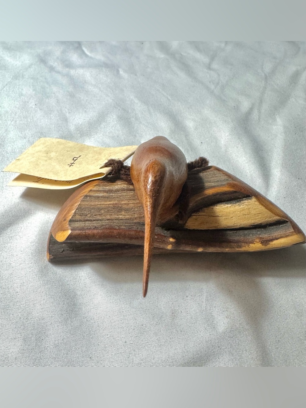 BILL NEELY Hand Carved Mesquite Wood Humming Bird Sculpture On Manzanita SIGNED